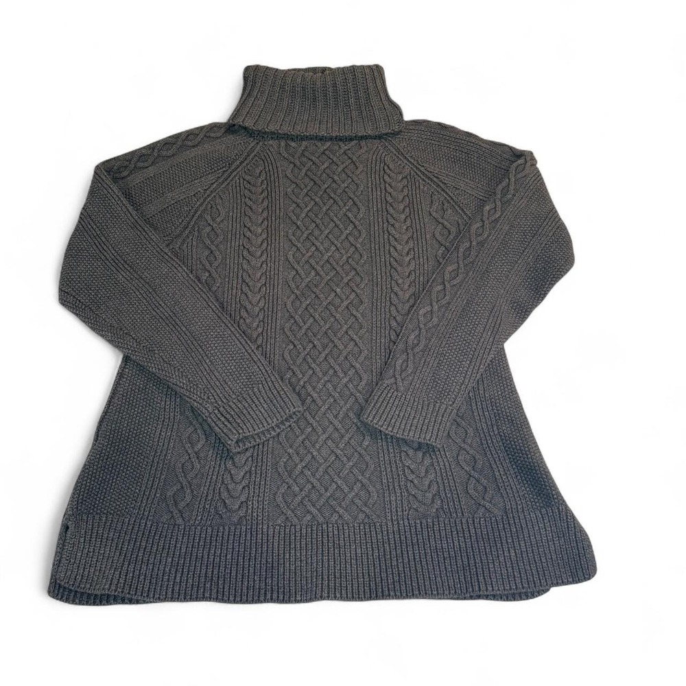 Talbots gray cable knit turtleneck sweater.